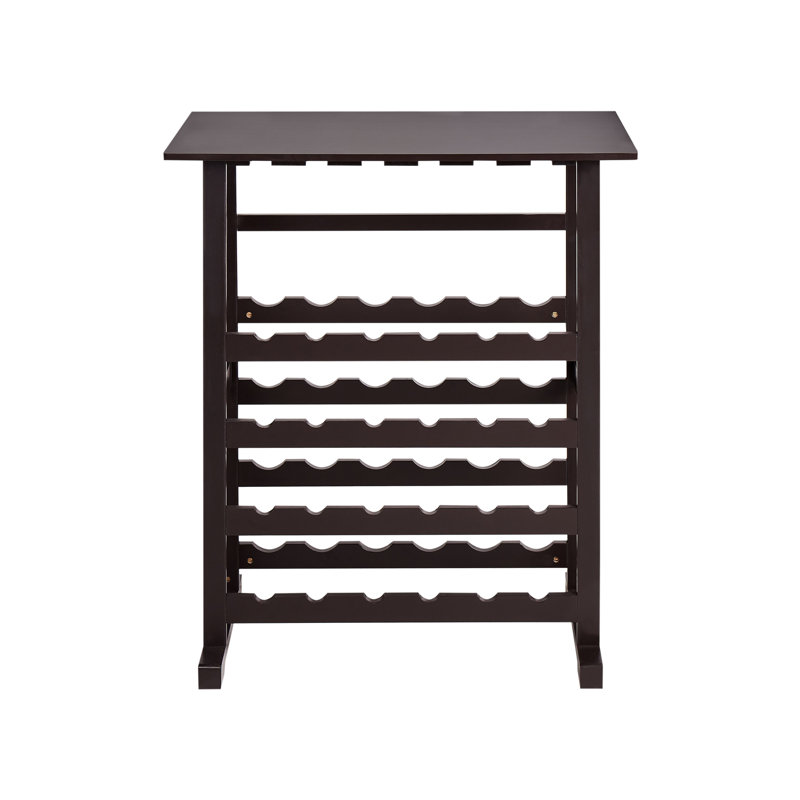 24 Bottle Floor Wine Bottle & Glass Rack Brown