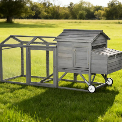 44.5" High Wooden Hen House, Portable With Ramp And Ventilated Side Apertures For Chickens Sideways