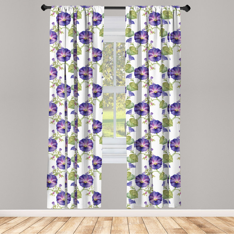 Floral Semi-Sheer Rod Pocket Curtain Panels, 28" x 63"