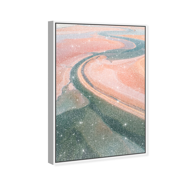 Peach Sand Abstract Canvas Print by Oliver Gal, Black Frame, 10 x 15, 31"H x 46"W, White Floater Frame