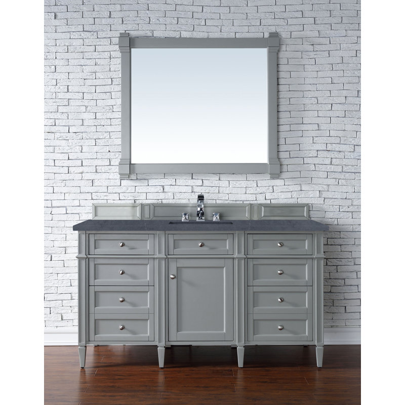 Brittany 60'' W Single Vanity, Charcoal Soapstone, Smokey Celadon, 8" Widespread