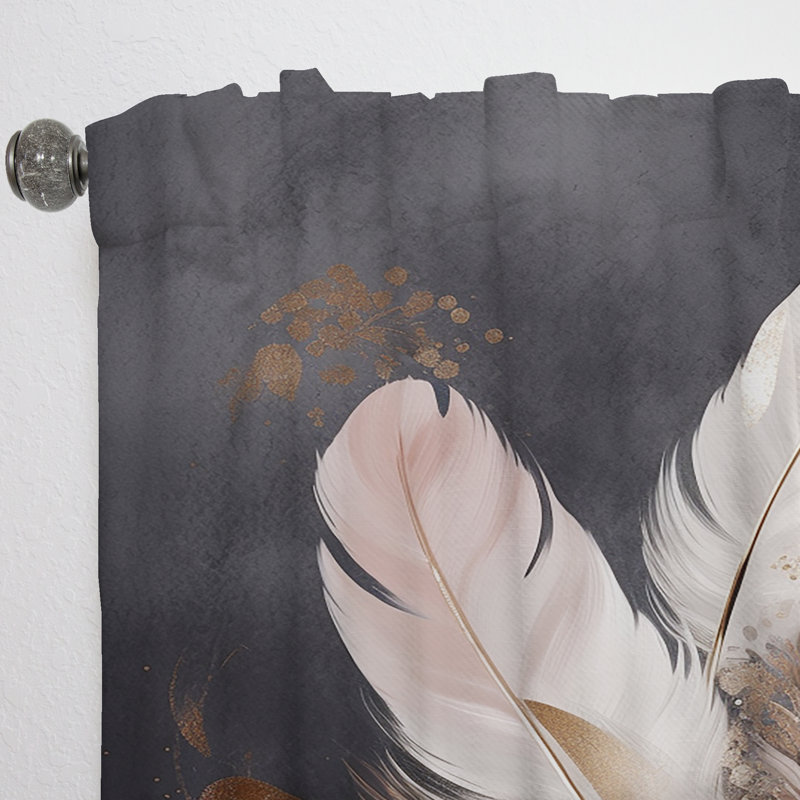 Louvois - Gold Feather Wanderlust VII - Modern Velvet Curtain - Room Darkening - 1 panel, 52" W x 63" L