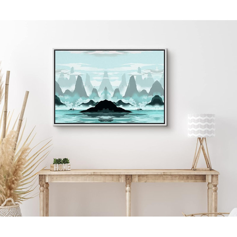 Bateaux de pêche symétriques en mer, reproduction d'art sur toile, Blanc, H 16 po x l 24 po x P 1,5 po