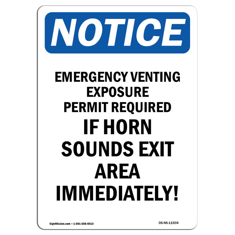 Emergency Venting Exposure Permit Sign