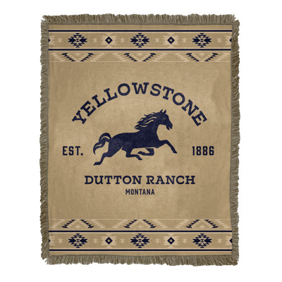 Paramount Yellowstone Dutton Ranch Jacquard Throw Blanket, Fan Home Decor, 46x60 Inches