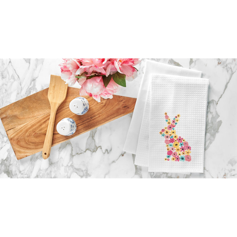 Floral Bunny Towel, White/Pink/Orange Floral Bunny