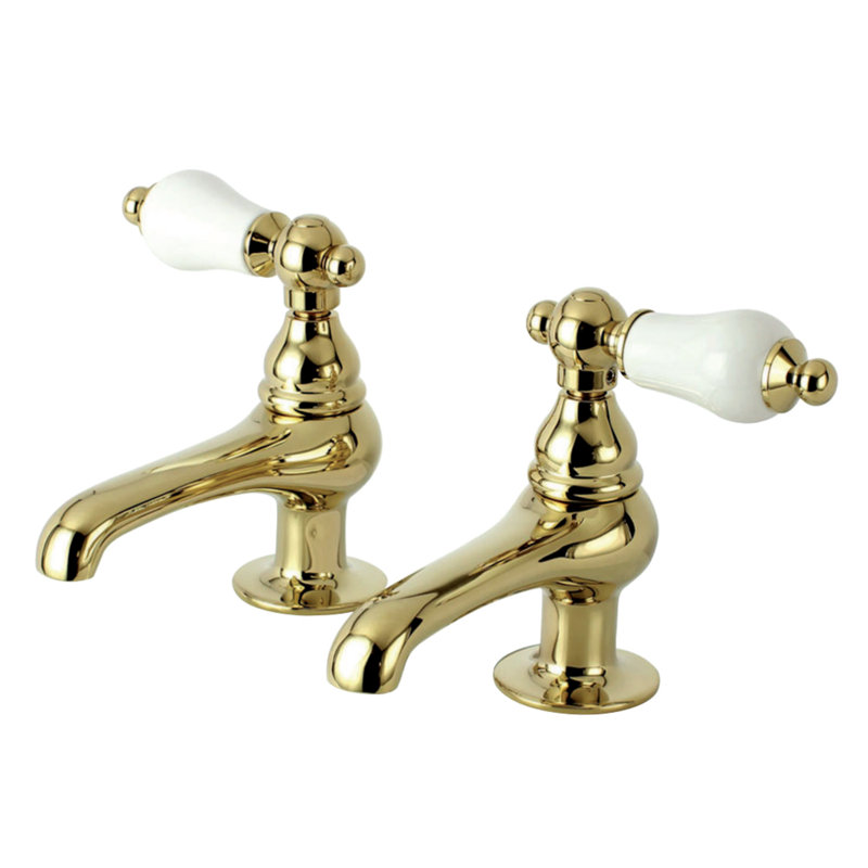 Kingston Brass Vintage Two-Handle Deck Mount Basin Tap Faucet, Polished Brass
