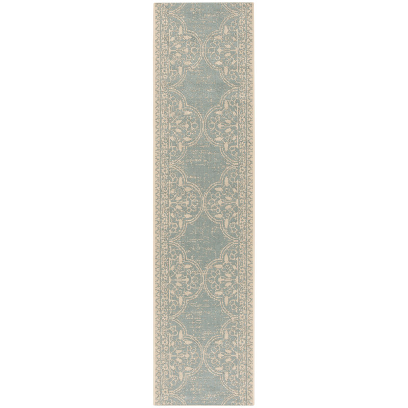 Goodrich Cream/Aqua Indoor/Outdoor Rug, Runner 61 x 244 cm