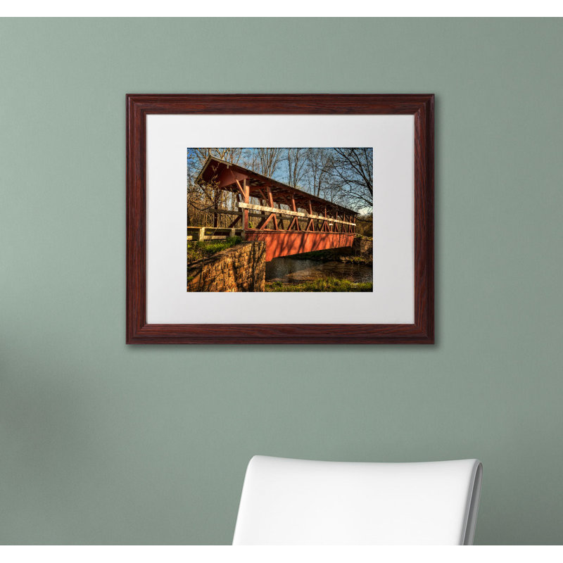 « the colvin recouvert bridge » par lois bryan, reproduction de photo encadrée, H 11 po x l 14 po x P 0,5 po