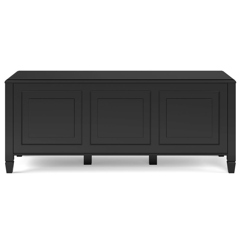 Connaught 51"W Solid Wood Traditional Storage Bench Trunk with Flip Top, Black