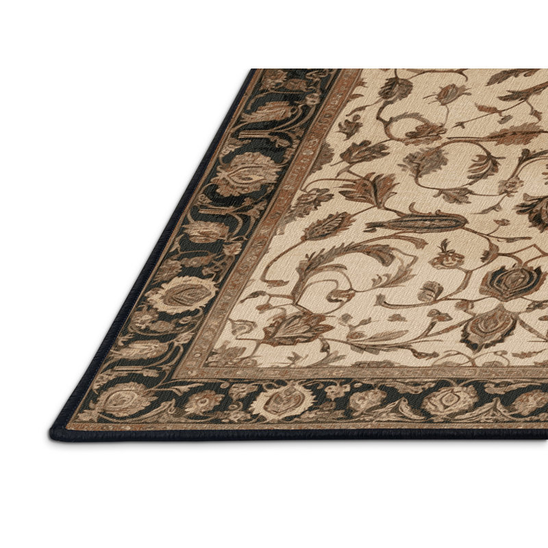 Tapis brun lavable à la machine, Rond 7 pi