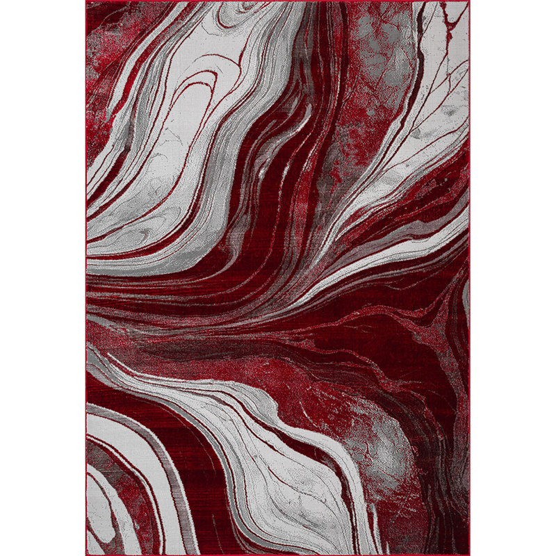 Modern Abstract Marble Area Rug – 100% Polyester Living Room Carpet, Antistatic, Soil & Water Repellent, Colourfast Indoor Rug