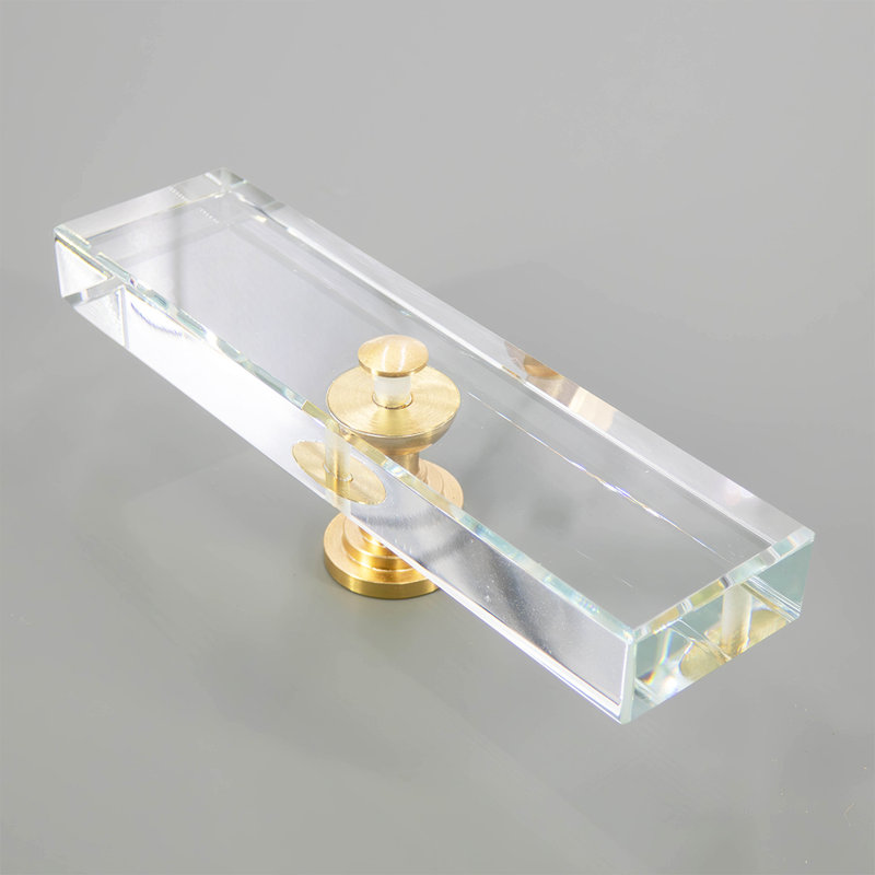 Rectangular Cabinet Knob with Brass Base, 3.94"
