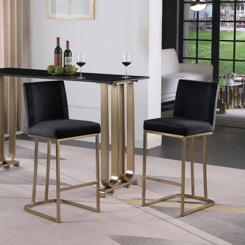 Ayse Upholstered Counter Stool, Black