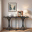 Console en bois avec plateau en placage de chêne et pieds courbés-1325380040