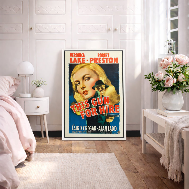 Art rétro, affiche de film détective noir, H 24 po x l 16 po x P 1,5 po, Cadre flottant blanc
