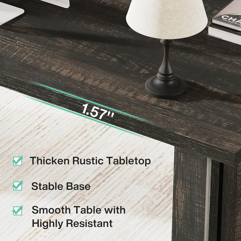 Ragusa 63-Inch Rectangle Computer Desk, Dark Grey