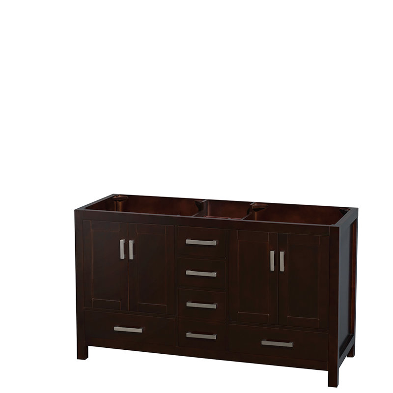 Sheffield 60" Double Bathroom Vanity Set, Espresso, White Carrara