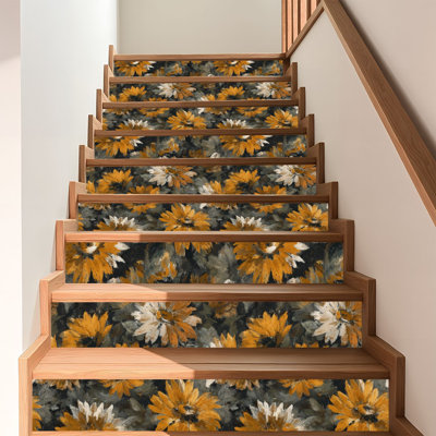 Papier peint auto-adhésif et amovible à motif floral de tournesol en papier autocollant et amovible 17,7 po x 118 po (45 x 300 cm)