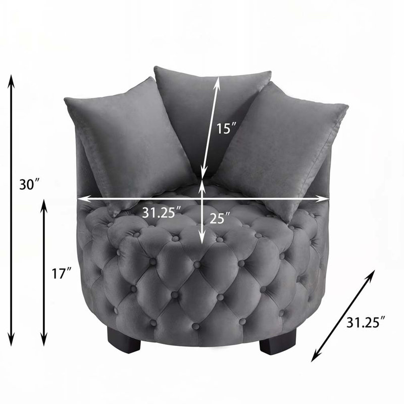 Chaise pivotante rembourrée et capitonnée, Velours gris foncé