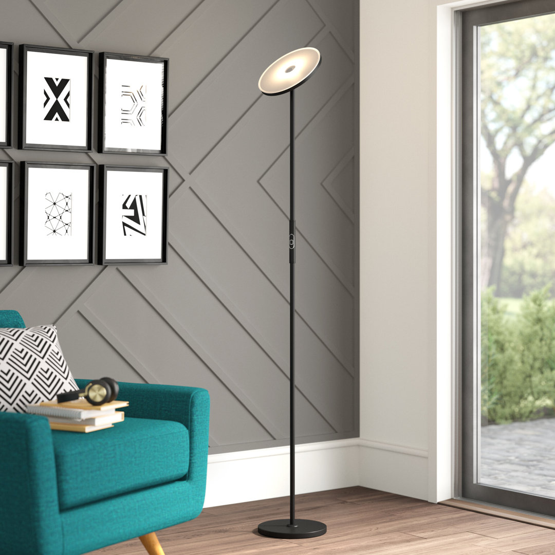 LED Torchiere Floor Lamp, Super Bright Dimmable Pole Uplight, 69 Inch Tall Standing Light - Black Wade Logan®