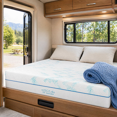 Travel-Ready RV Mattress - Short Queen/King  Latex Foam Mattress With Breathable Jacquard Cover