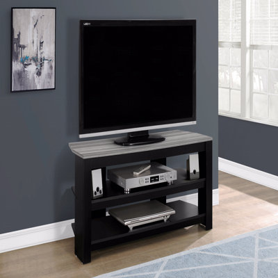 Meuble télé, console de 42 po, meuble multimédia, tablettes de rangement, salon, chambre à coucher et stratifié gris, contemporain, moderne