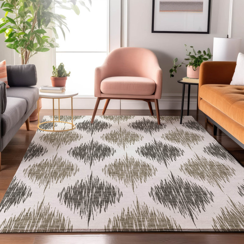 Tapis taupe Prisco lavable à la machine de qualité supérieure, Rectangle 9 pi x 12 pi
