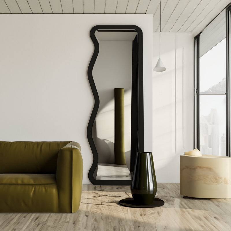 Wattie Wavy Mirror, Black