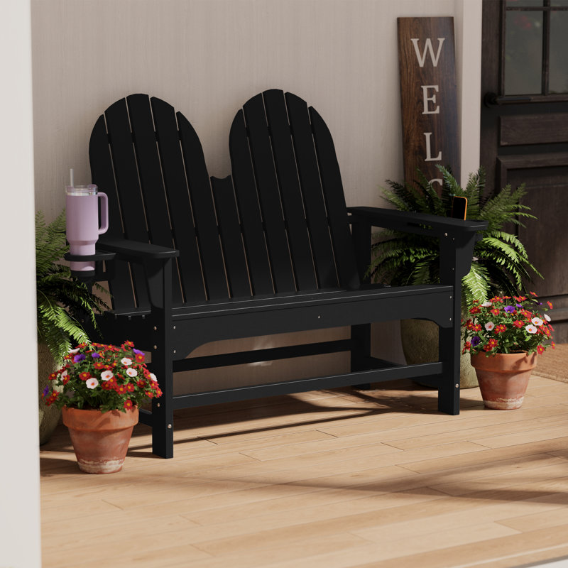 Poly Adirondack 49" Bench, Black