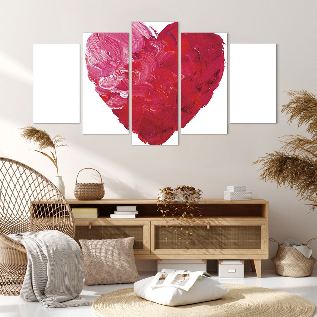 5-tlg. Leinwandbilder-Set Red Heart