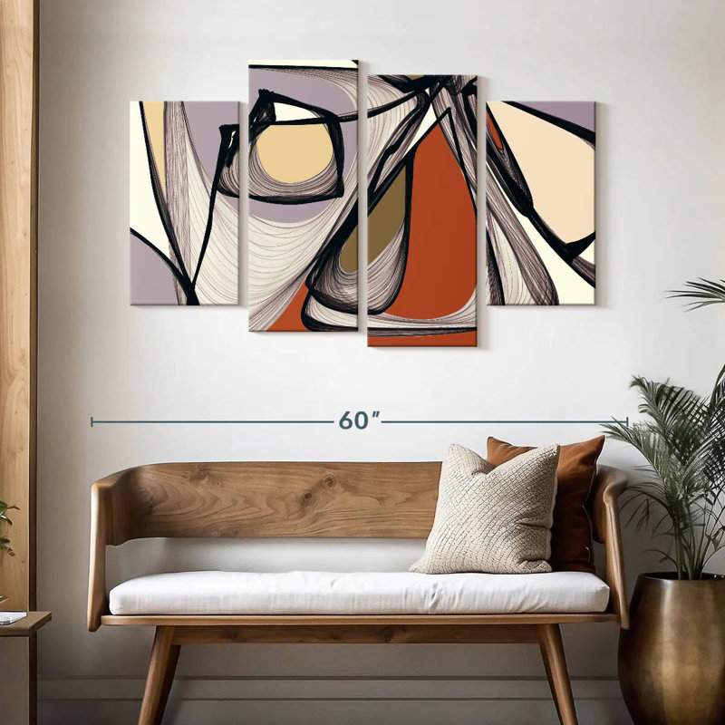 Avery Mid Century Modern Abstract II, H 32 po x l 52 po