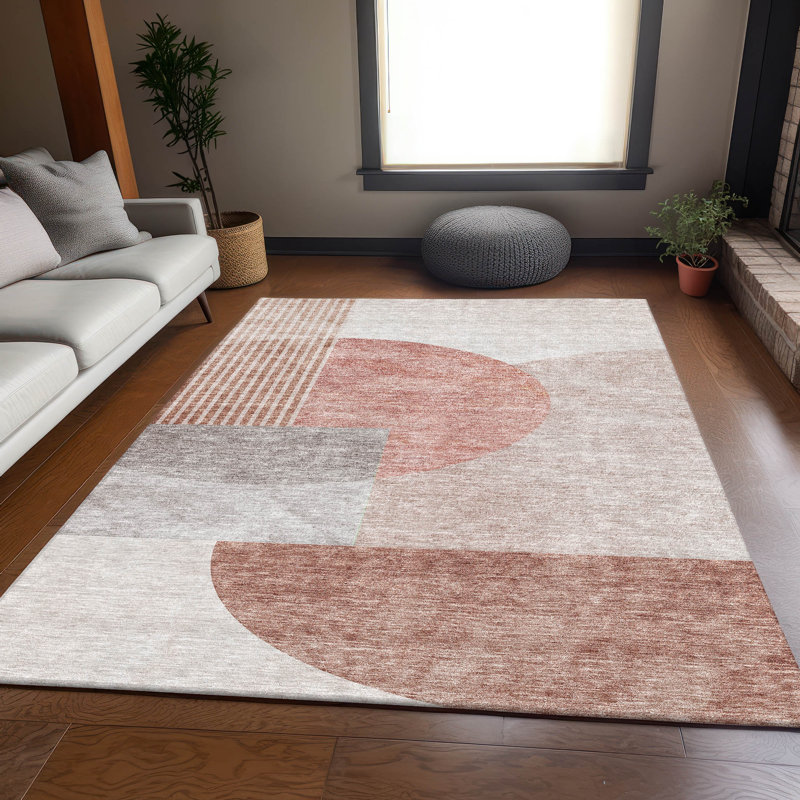 Premium Machine Washable Prisco Copper Rug, Rectangle 2'6" x 3'10"