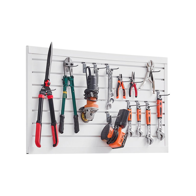 Panneau à lattes en PVC pour garage avec conception modulaire, H 25,4 po x l 48,2 po x P 0,8 po, Blanc