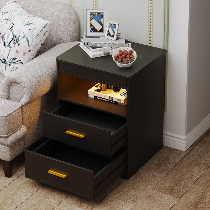 45 cm W Bedside Table, Black