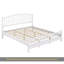 Structure de très grand lit avec tête de lit arquée, lit double plateforme en bois, aucun sommier requis, assemblage facile, silencieux, blanc-133408471-133408474