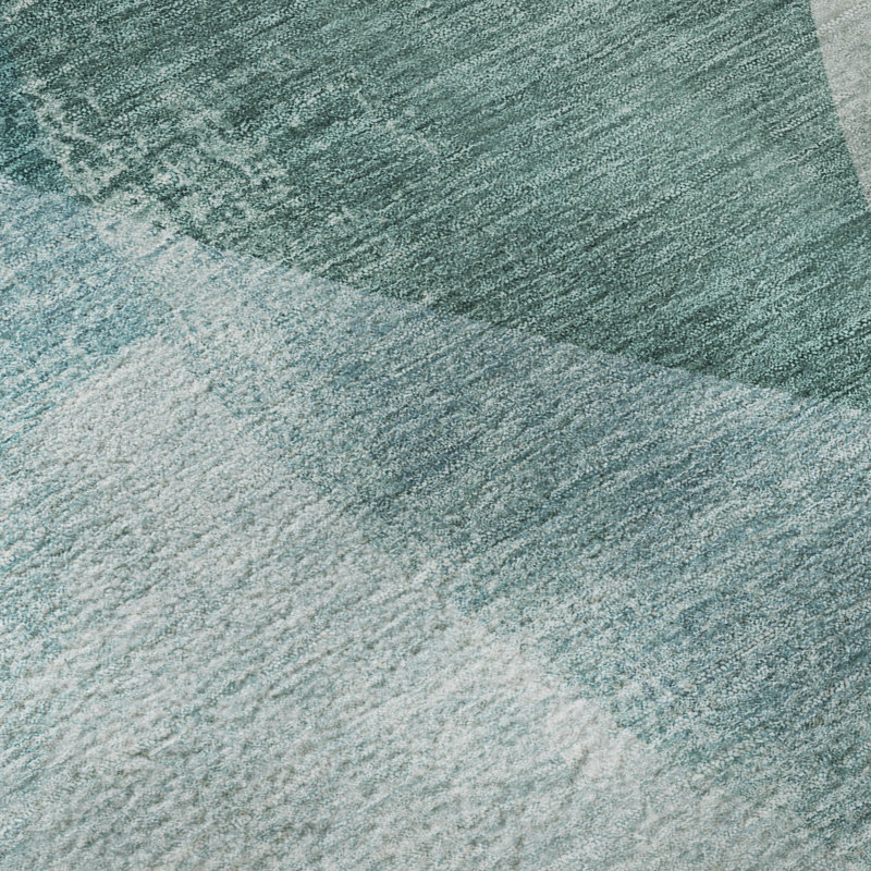 Premium Machine Washable Mayfield Abstract Rug, 8' Round, Teal