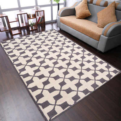 Tapis rectangulaires en laine touffetés à la main Doneisha