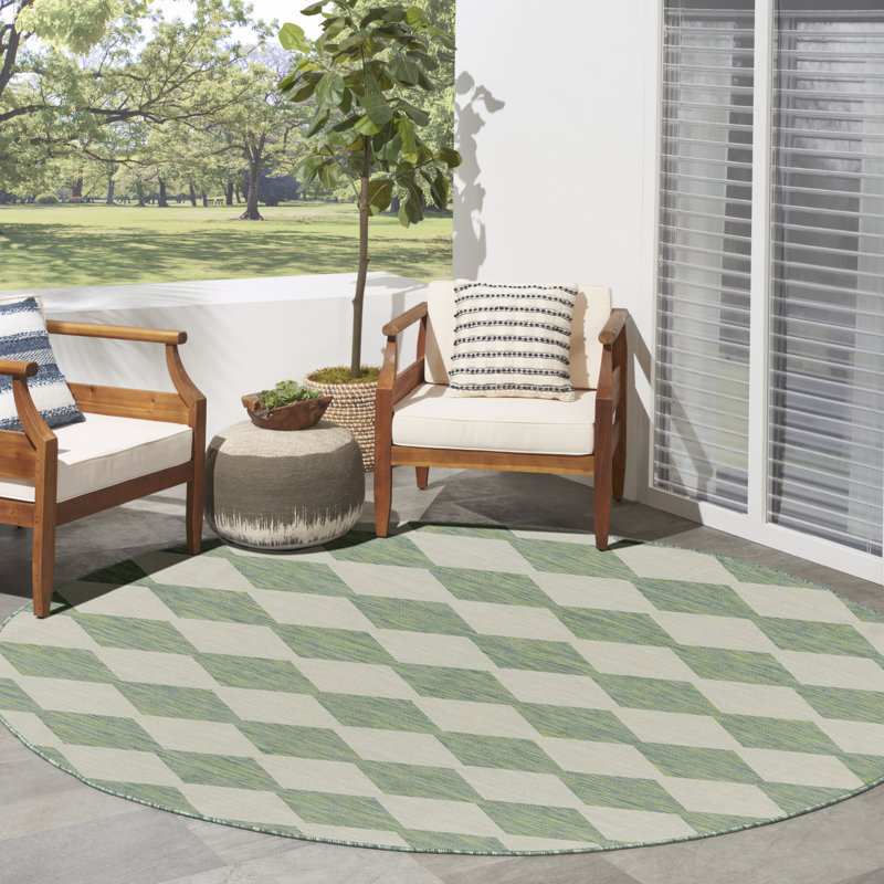 Positano Indoor / Outdoor Rug, Round 6', Blue Green