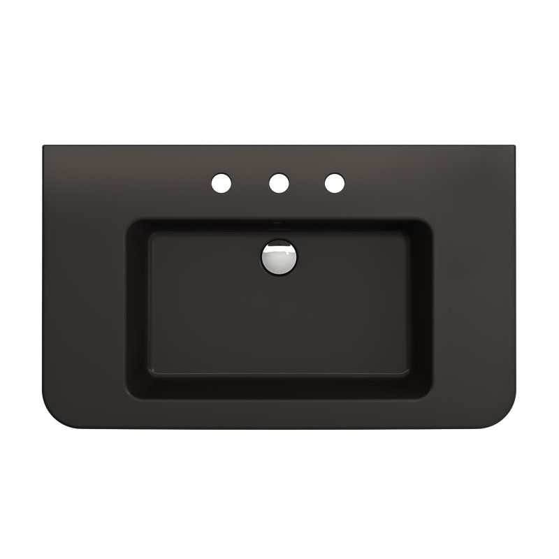 Parma 21.06 in. L Bathroom Sink, Matte Black, 8" Widespread