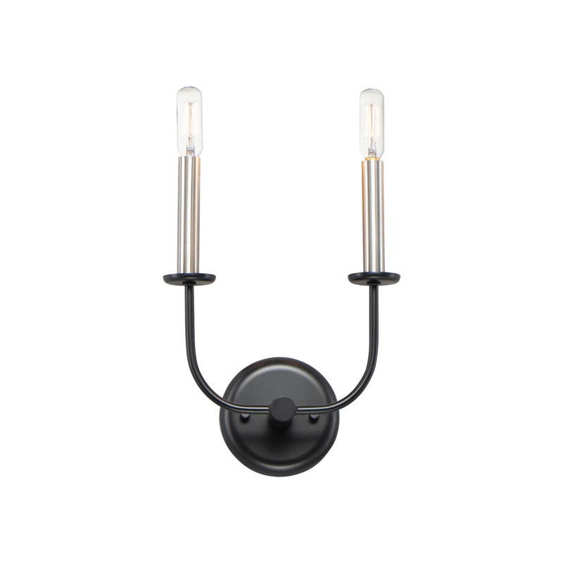 Schiessler Steel Candle Wall Light, Black/Satin Nickel