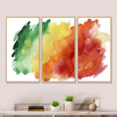 «Color Explosion», ensemble de 3 toiles abstraites encadrées