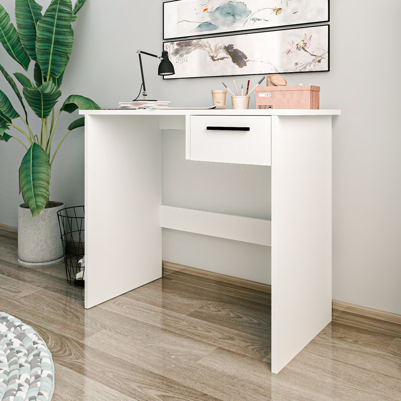 Modern White Study Desk, 35.4 x 30.6 x 17.7 inches | 100% Melamine Coated Particle Board, Thickness: 0.7 inches | Sleek Design for Home Office & Study Spaces, Durable & Stylish Furniture