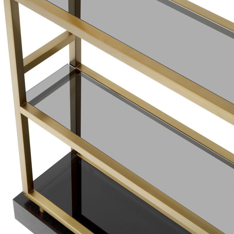 Corrado I Bookcase, Black/Brushed Brass/Smoke
