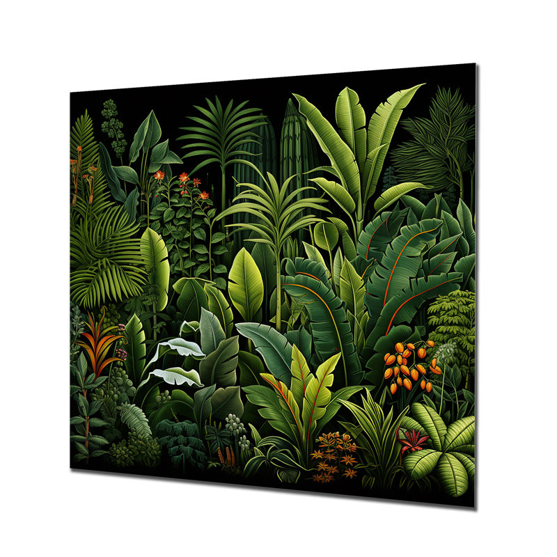 Rainforest Jungle Plants Landscape 3 - Art mural en métal Jungle, H 36 po x l 36 po