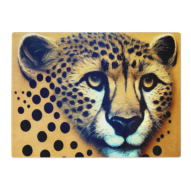Blooming Cheetah  Glass Chopping Board