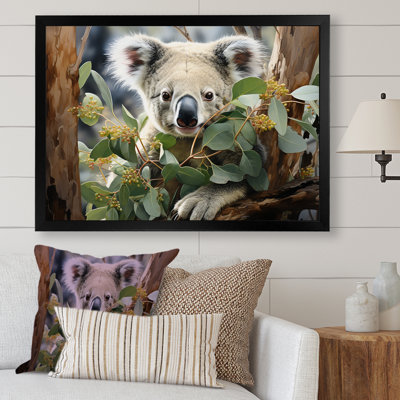 Aquarelle, arbre koala, observateur 2 - art mural koala