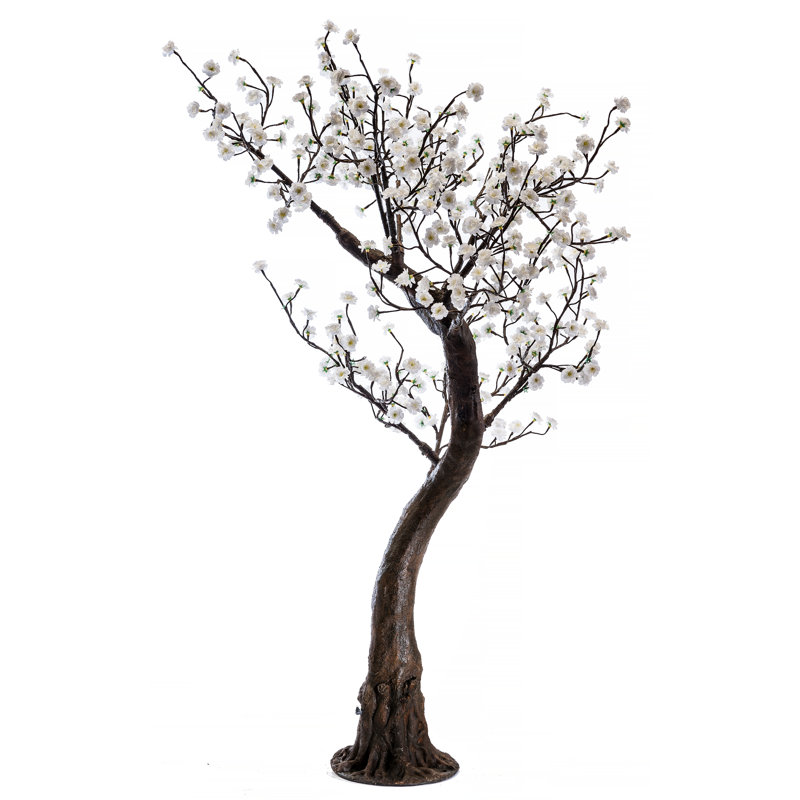 Arbre à pêche 6 pieds, fleur de pêche blanche, lumières à DEL blanc chaud, Blanc