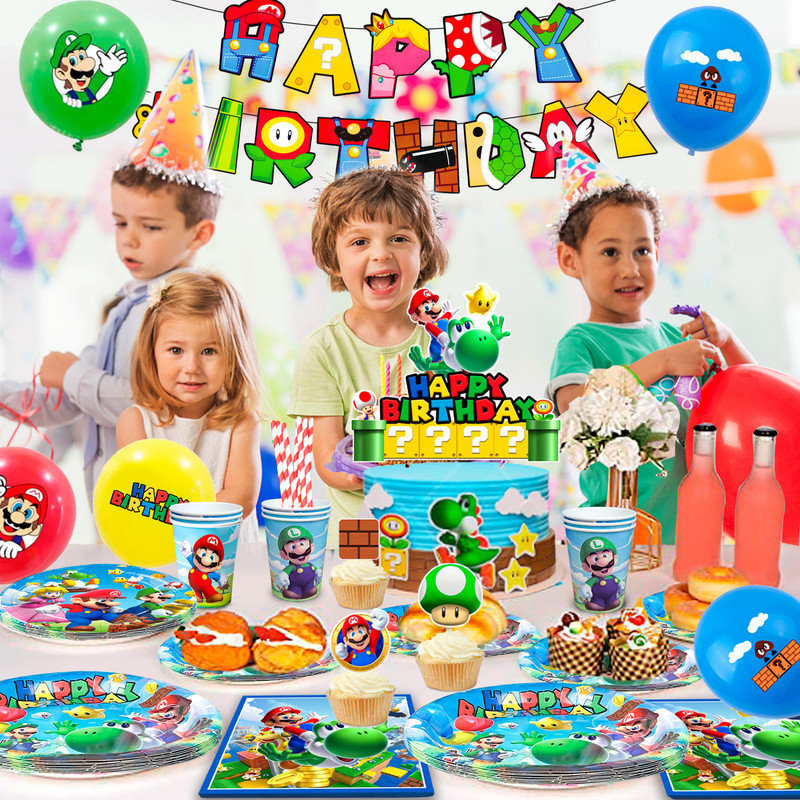 Marioo Birthday Party Supplies, Superr Marioo Party Decorations