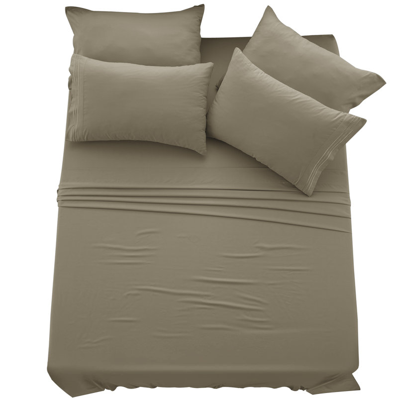 Lux Decor 6-Piece Ultra-Soft Microfiber Sheet Set Deep Pocket Fitted Sheet, Wrinkle & Fade-Resistant, Hotel Quality Bedding